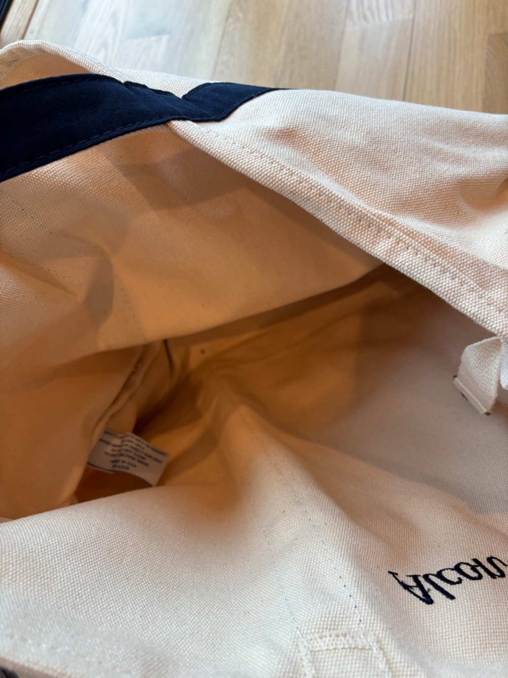 Lands’ End Canvas Tote Bag Navy Cream Embroidered Logo NWOT - Picture 5 of 6